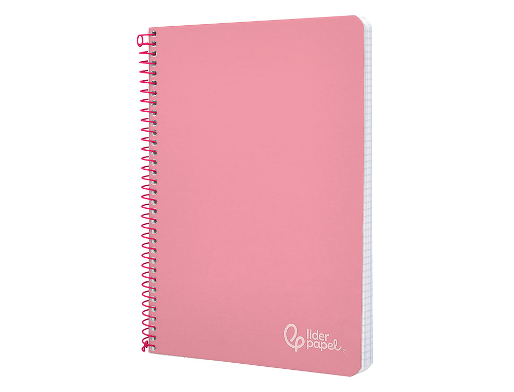 CUADERNO ESPIRAL LIDERPAPEL A4 WITTY TAPA DURA 80H 90GR CUADRO 4MM CON MARGEN COLOR ROSA