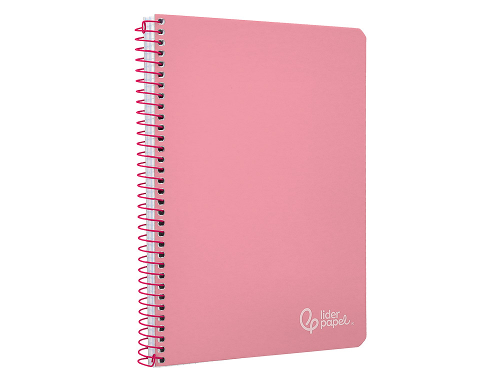 CUADERNO ESPIRAL LIDERPAPEL A4 WITTY TAPA DURA 80H 90GR CUADRO 4MM CON MARGEN COLOR ROSA