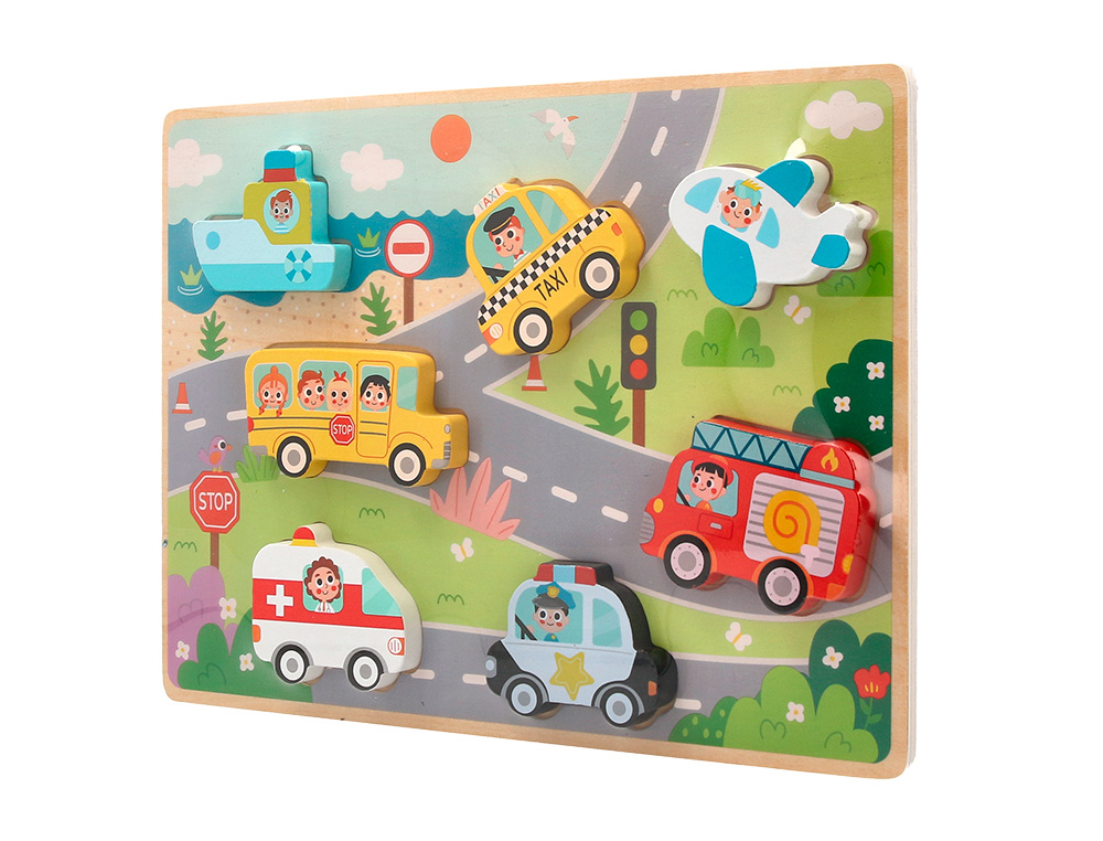 PUZLE INFANTIL IMAGINOVO MADERA 3D VEHICULOS +12 MESES 8 PIEZAS 29,5X22X1,7CM