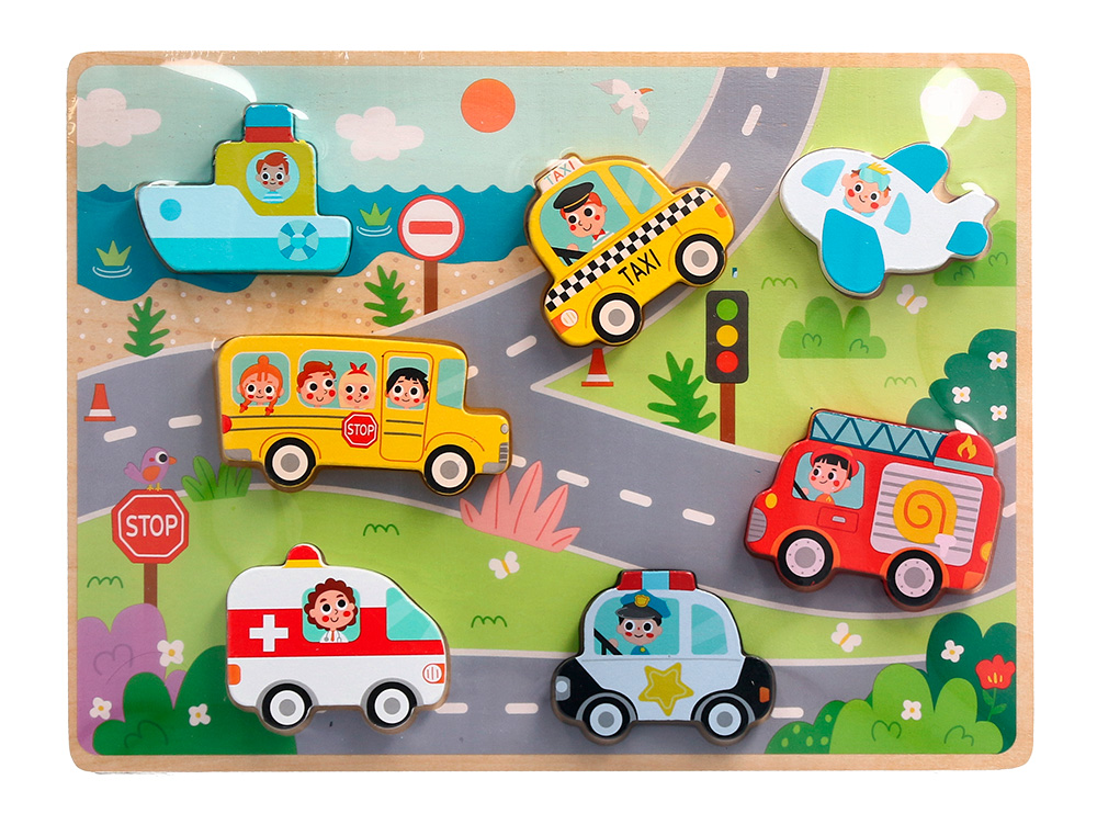 PUZLE INFANTIL IMAGINOVO MADERA 3D VEHICULOS +12 MESES 8 PIEZAS 29,5X22X1,7CM