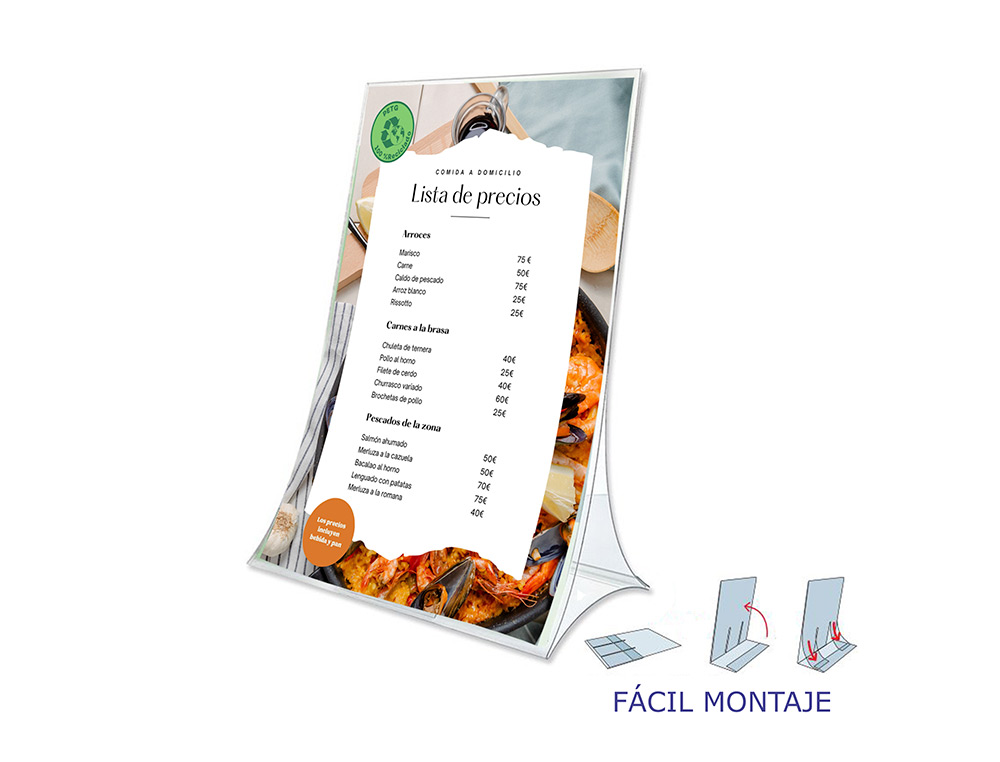 EXPOSITOR SOBREMESA ARCHIVO 2000 PLEGABLE PET 100% RECICLABLE DIN A4 VERTICAL TRANSPARENTE 105X210X300 MM