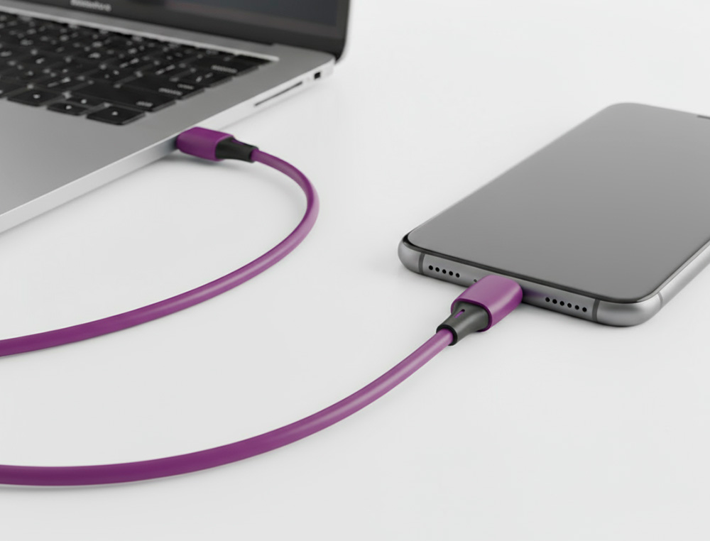 CABLE USB-C A USB-C Q-CONNECT PVC LONGITUD 2M MORADO