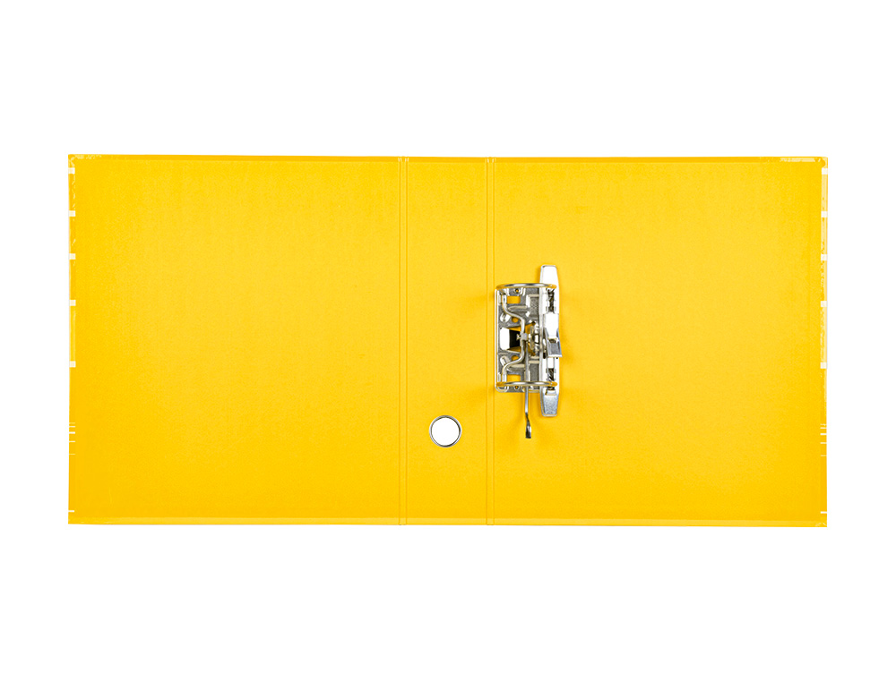 ARCHIVADOR DE PALANCA LIDERPAPEL A4 FILING SYSTEM FORRADO SIN RADO LOMO 80MM AMARILLO CON CAJA Y COMPRESOR METAL