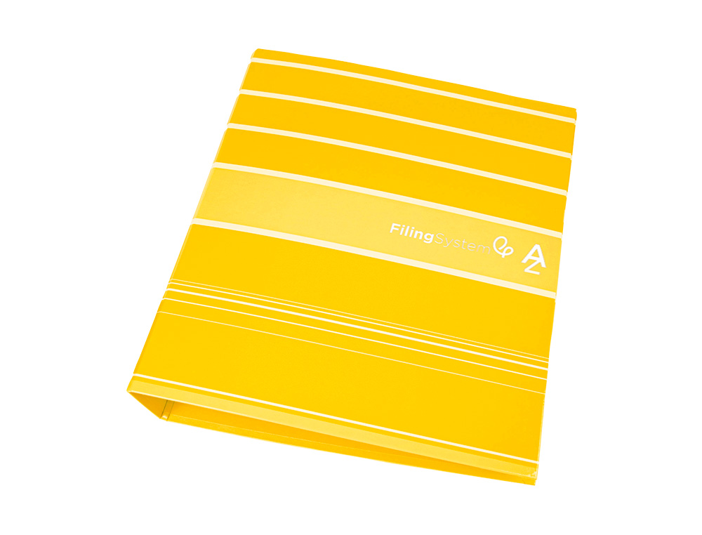 ARCHIVADOR DE PALANCA LIDERPAPEL A4 FILING SYSTEM FORRADO SIN RADO LOMO 80MM AMARILLO CON CAJA Y COMPRESOR METAL
