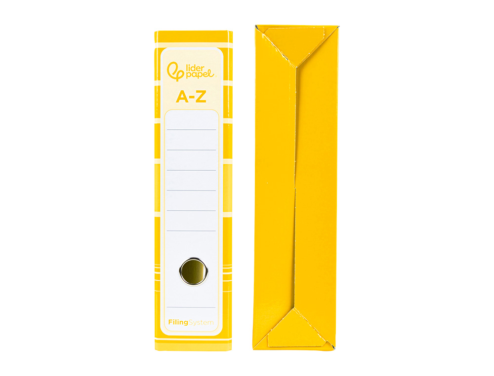 ARCHIVADOR DE PALANCA LIDERPAPEL A4 FILING SYSTEM FORRADO SIN RADO LOMO 80MM AMARILLO CON CAJA Y COMPRESOR METAL