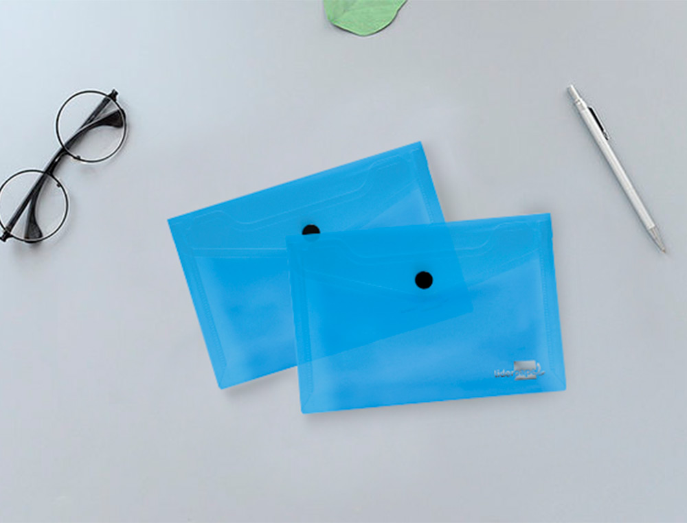 CARPETA LIDERPAPEL DOSSIER BROCHE 44222 POLIPROPILENO DIN A7 AZUL TRANSLUCIDO