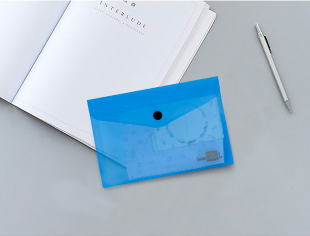 CARPETA LIDERPAPEL DOSSIER BROCHE 44222 POLIPROPILENO DIN A7 AZUL TRANSLUCIDO