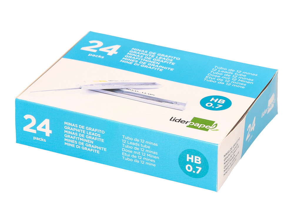 MINAS LIDERPAPEL GRAFITO 0,7 MM HB TUBO DE 12 MINAS LONGITUD 60 MM