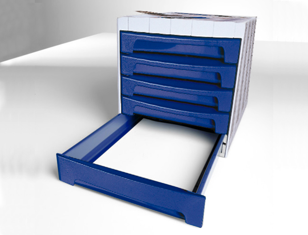 FICHERO CAJONES DE SOBREMESA ARCHIVO 2000 305X370X215 MM BANDEJA ORGANIZADORA SUPERIOR 5 CAJONES AZUL OPACO
