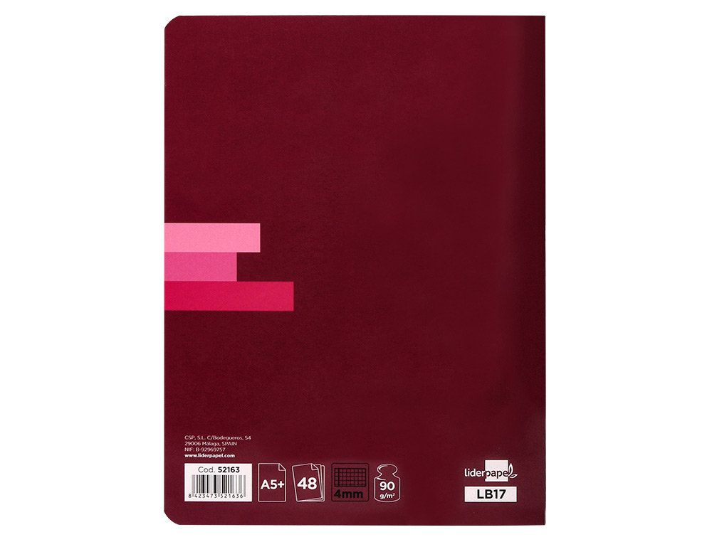 LIBRETA LIDERPAPEL SCRIPTUS A5 PLUS 48 HOJAS 90GR CUADRO 4MM CON MARGEN