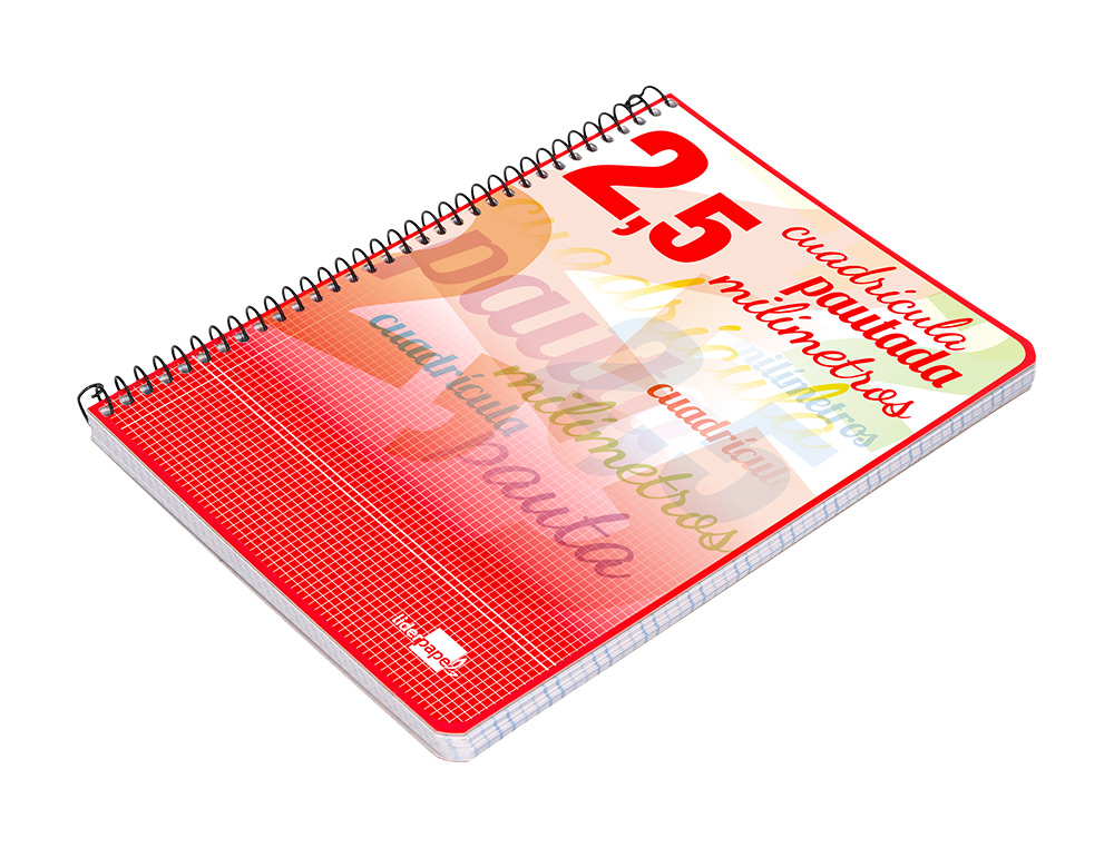 CUADERNO ESPIRAL LIDERPAPEL CUARTO PAUTAGUIA TAPA BLANDA 40H 75GR CUADRO PAUTADO 2,5MM CON MARGEN COLORES SURTIDOS