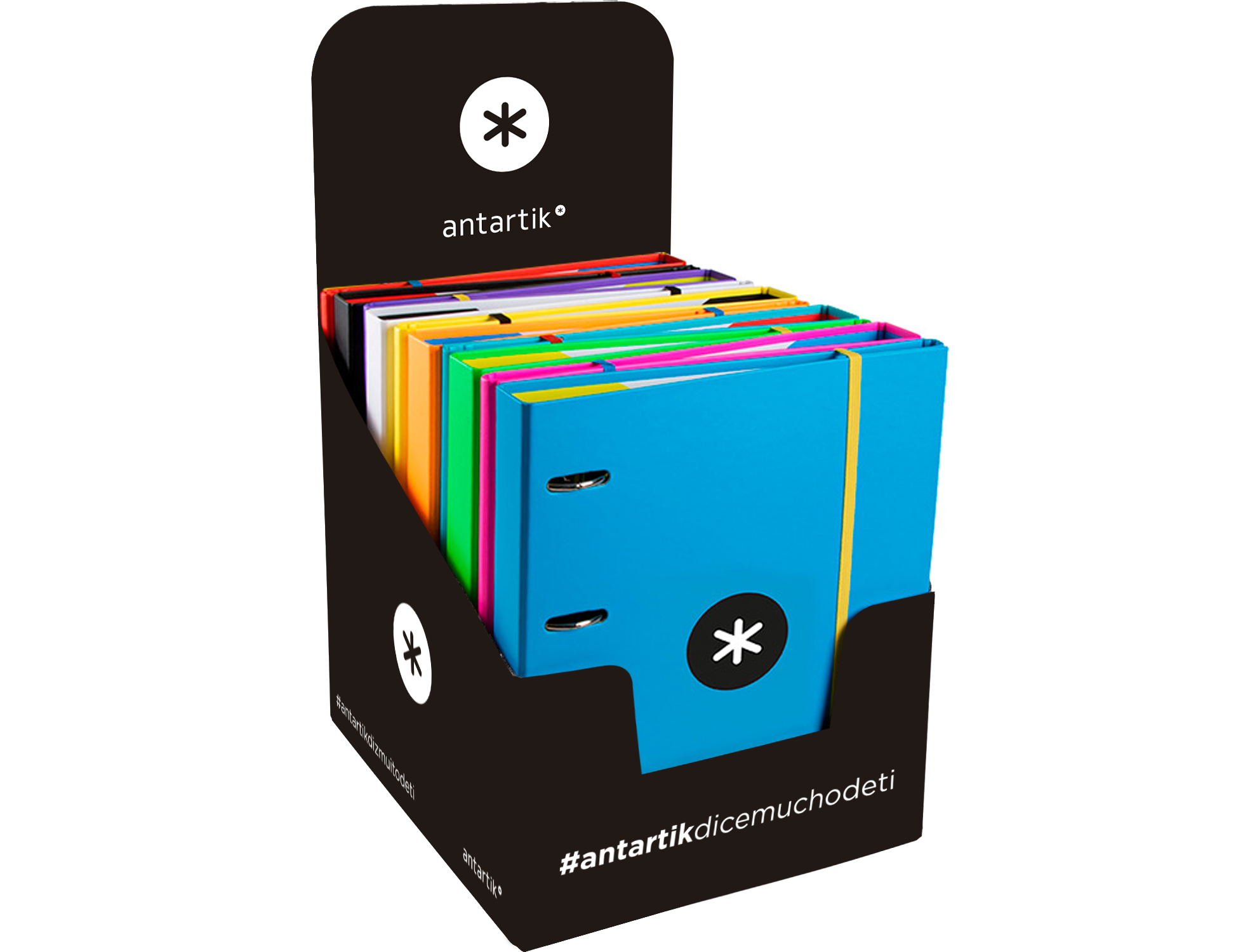 CARPETA CON RECAMBIO ANTARTIK A4 CUADRO 5MM FORRADA 4 ANILLAS 25MM REDONDAS COLORES SURTIDOS