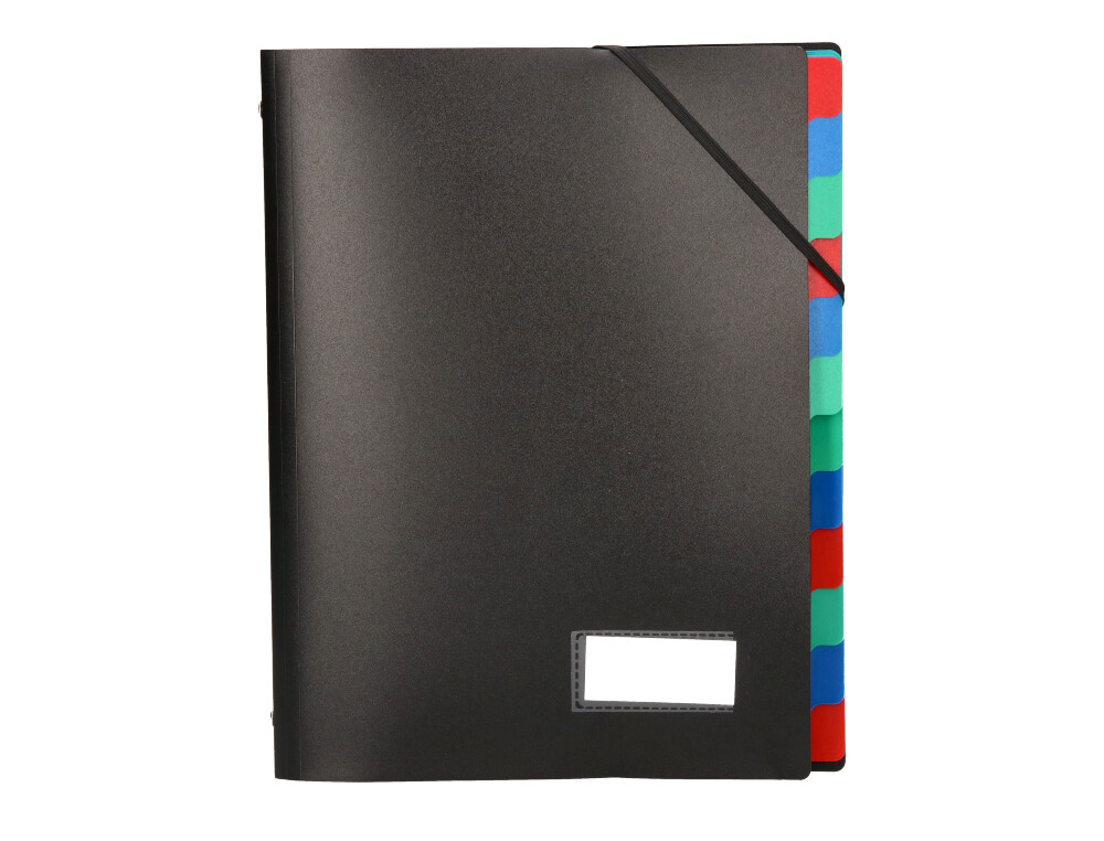 CARPETA LIDERPAPEL CLASIFICADORA POLIPROPILENO DIN A4 NEGRA -PORTAFIRMAS -12 DEPARTAMENTOS