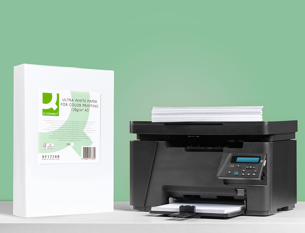 PAPEL FOTOCOPIADORA Q-CONNECT ULTRA WHITE DIN A3 120 GRAMOS PAQUETE DE 250 HOJAS