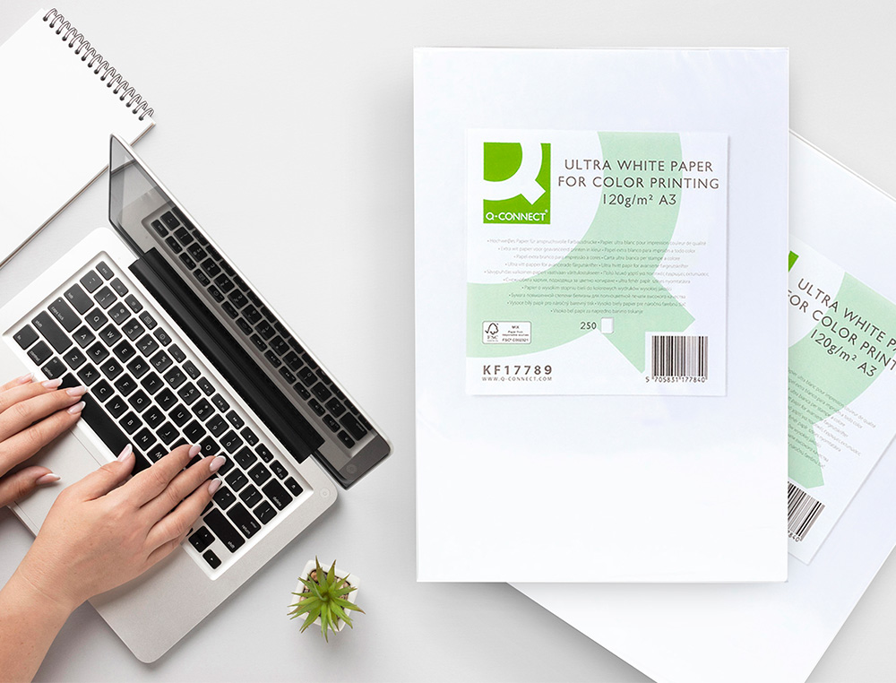 PAPEL FOTOCOPIADORA Q-CONNECT ULTRA WHITE DIN A3 120 GRAMOS PAQUETE DE 250 HOJAS