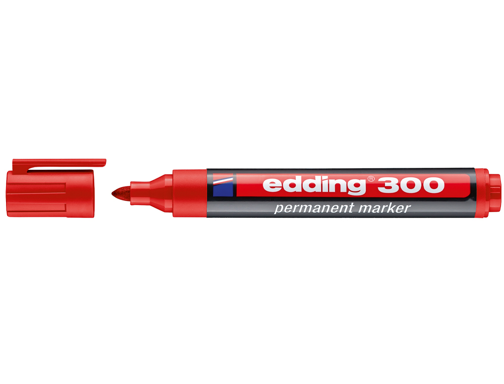 ROTULADOR EDDING MARCADOR PERMANENTE 300 ROJO PUNTA REDONDA 1,5-3 MM RECARGABLE