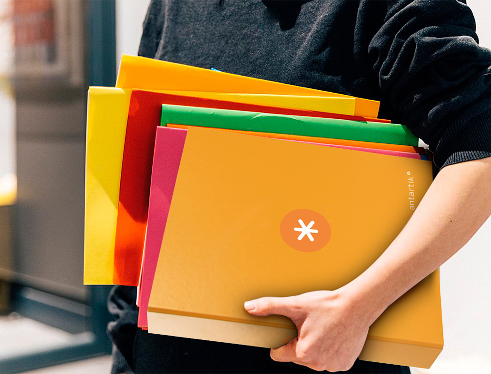 CARPETA 4 ANILLAS 40 MM MIXTAS ANTARTIK A4 FORRADA COLOR MOSTAZA