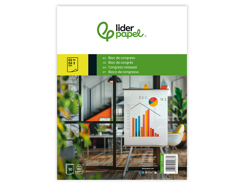 BLOC CONGRESO LIDERPAPEL LISO 630X840 MM 50 HOJAS 80G/M2