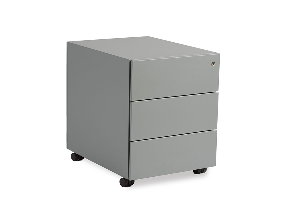CAJONERA METALICA ROCADA CON TRES CAJONES SERIE STORE 53X42X58 CM ACABADO AC00 GRIS/GRIS