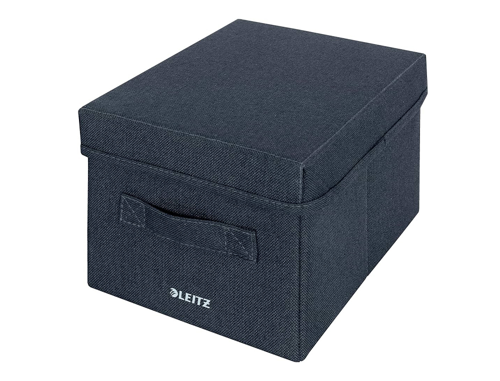 CAJA DE ALMACENAJE LEITZ TELA CON TAPA S DOS PIEZAS GRIS